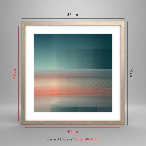 Poster in light oak frame - Abstract: Light Waves - 40x40 cm