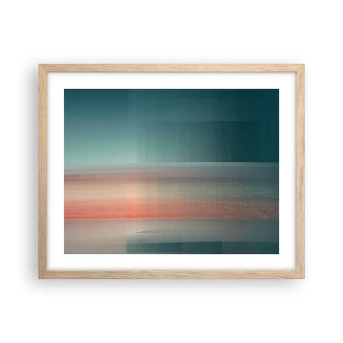 Poster in light oak frame - Abstract: Light Waves - 50x40 cm