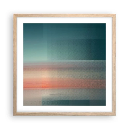 Poster in light oak frame - Abstract: Light Waves - 50x50 cm