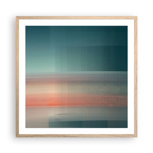 Poster in light oak frame - Abstract: Light Waves - 60x60 cm