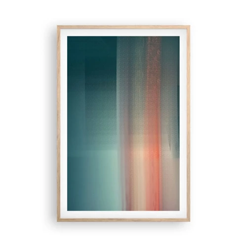 Poster in light oak frame - Abstract: Light Waves - 61x91 cm