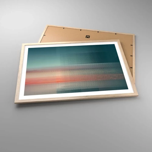 Poster in light oak frame - Abstract: Light Waves - 70x50 cm