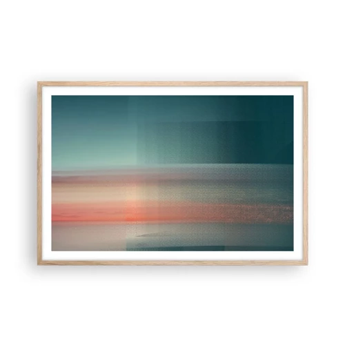 Poster in light oak frame - Abstract: Light Waves - 91x61 cm