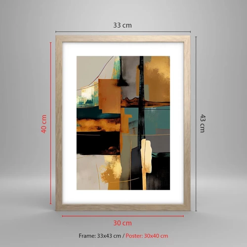 Poster in light oak frame - Abstract - Light and Shadow - 30x40 cm