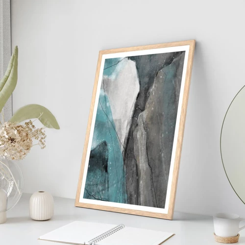 Poster in light oak frame - Abstract: Rocks and Ice - 50x70 cm