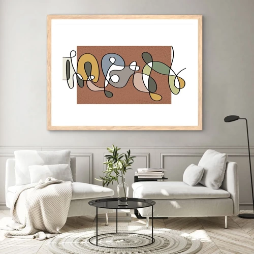 Poster in light oak frame - Abstract Worthy of a Smile - 100x70 cm