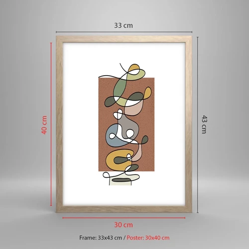 Poster in light oak frame - Abstract Worthy of a Smile - 30x40 cm