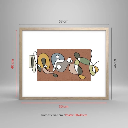 Poster in light oak frame - Abstract Worthy of a Smile - 50x40 cm