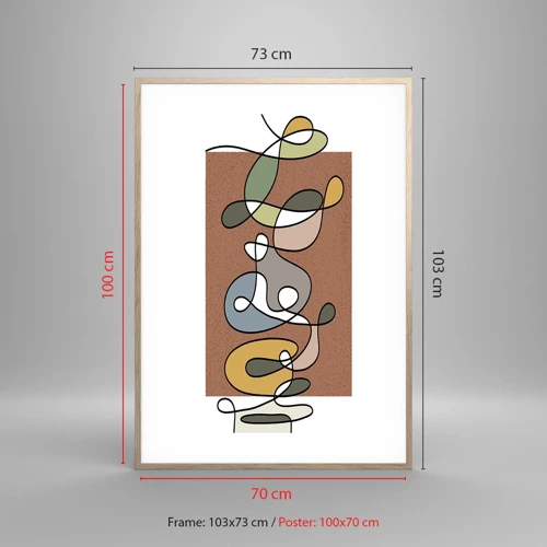 Poster in light oak frame - Abstract Worthy of a Smile - 70x100 cm