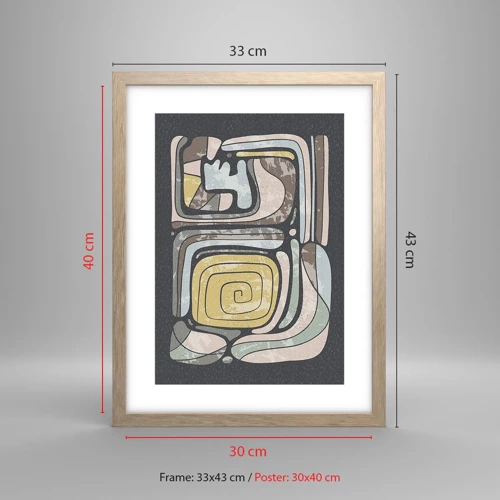 Poster in light oak frame - Abstract in Precolumbian Style  - 30x40 cm