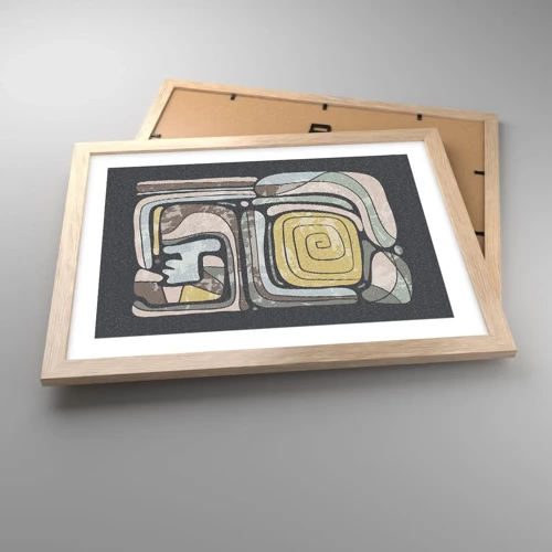 Poster in light oak frame - Abstract in Precolumbian Style  - 40x30 cm