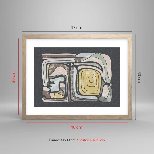 Poster in light oak frame - Abstract in Precolumbian Style  - 40x30 cm