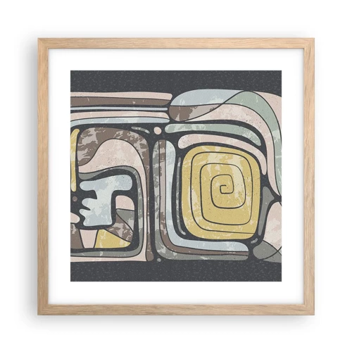 Poster in light oak frame - Abstract in Precolumbian Style  - 40x40 cm
