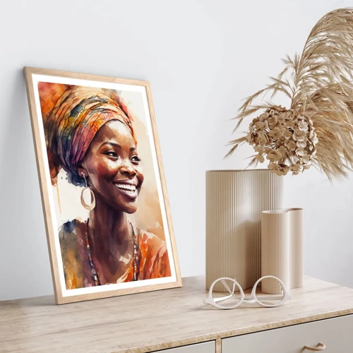 Poster in light oak frame - African Queen - 40x50 cm