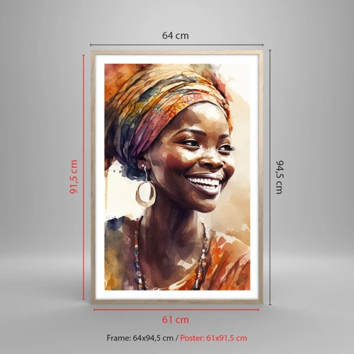 Poster in light oak frame - African Queen - 61x91 cm