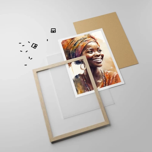 Poster in light oak frame - African Queen - 61x91 cm