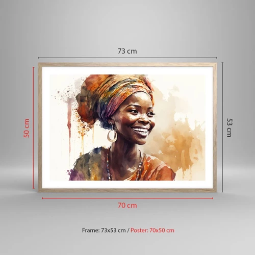 Poster in light oak frame - African Queen - 70x50 cm