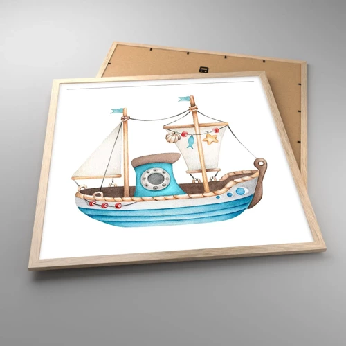 Poster in light oak frame - Ahoy, Adventure! - 60x60 cm