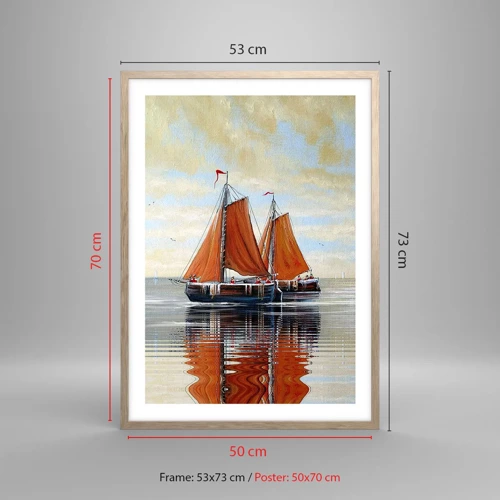 Poster in light oak frame - Ahoy, Sailor, Sail… - 50x70 cm