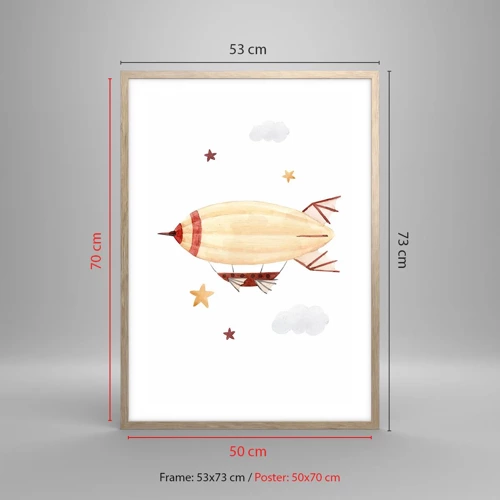 Poster in light oak frame - Airship - 50x70 cm