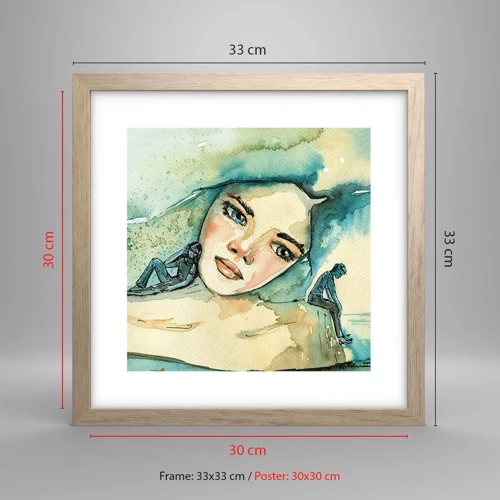 Poster in light oak frame - Am I Blue? - 30x30 cm