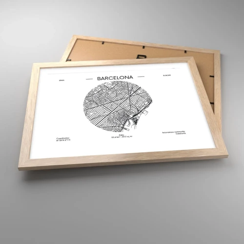 Poster in light oak frame - Anatomy of Barcelona - 40x30 cm