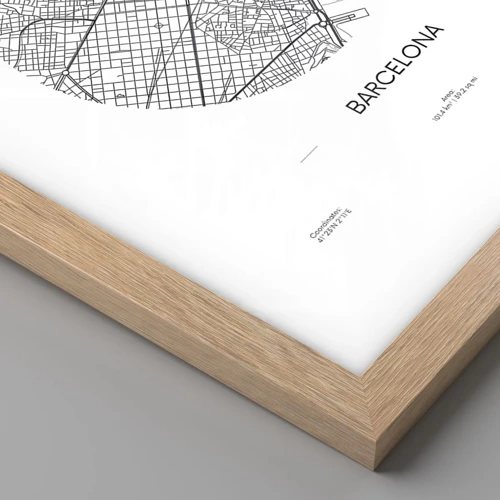 Poster in light oak frame - Anatomy of Barcelona - 40x30 cm