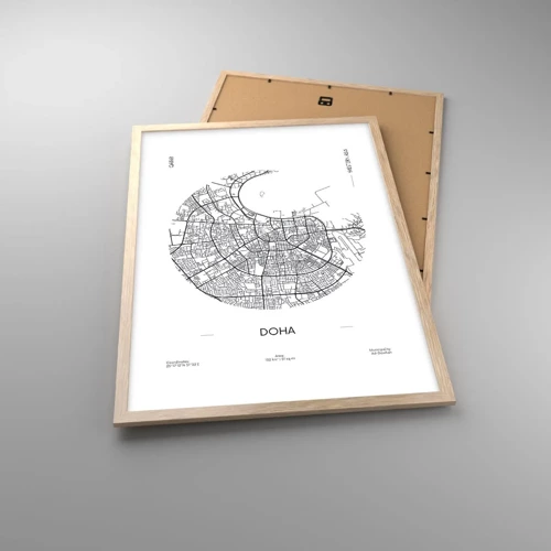 Poster in light oak frame - Anatomy of Doha - 50x70 cm