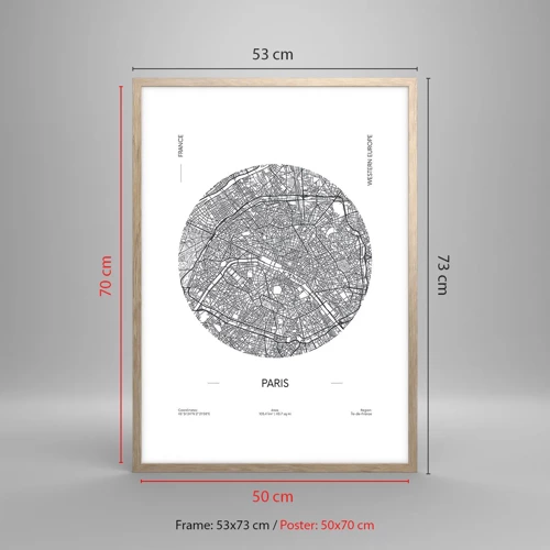 Poster in light oak frame - Anatomy of Paris - 50x70 cm