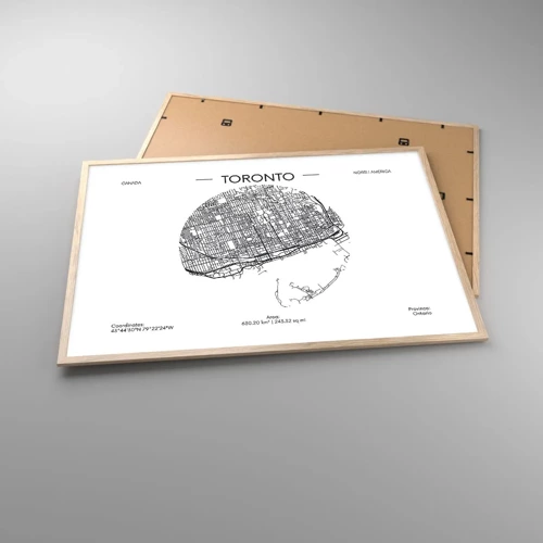 Poster in light oak frame - Anatomy of Toronto - 100x70 cm