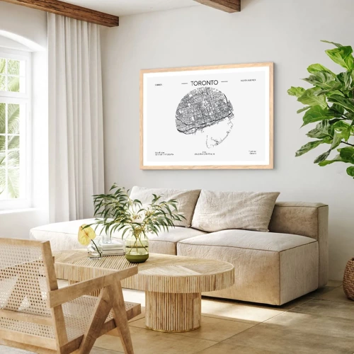 Poster in light oak frame - Anatomy of Toronto - 100x70 cm