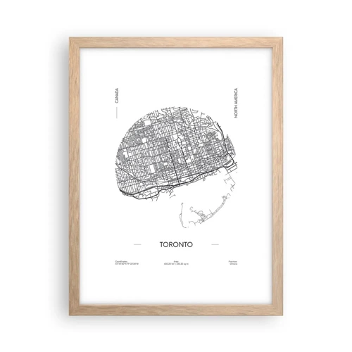 Poster in light oak frame - Anatomy of Toronto - 30x40 cm