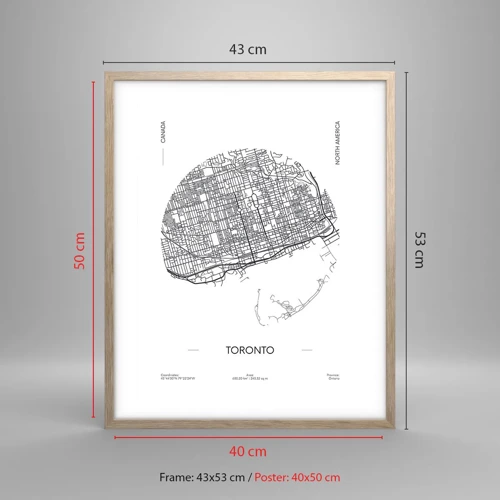 Poster in light oak frame - Anatomy of Toronto - 40x50 cm