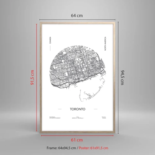 Poster in light oak frame - Anatomy of Toronto - 61x91 cm