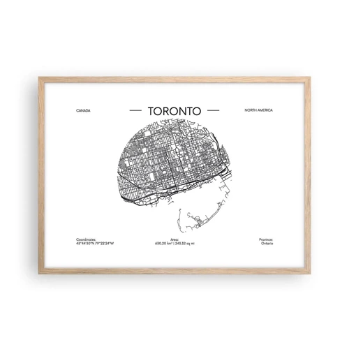 Poster in light oak frame - Anatomy of Toronto - 70x50 cm