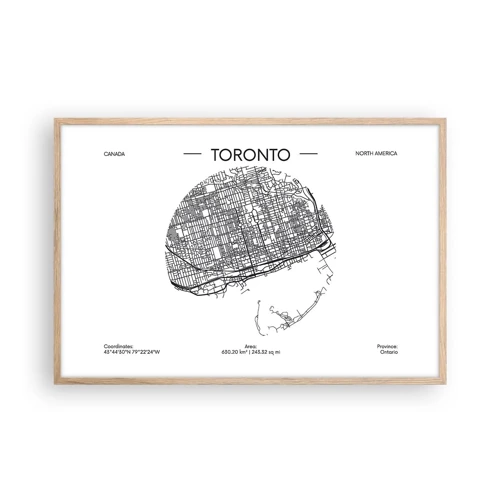 Poster in light oak frame - Anatomy of Toronto - 91x61 cm