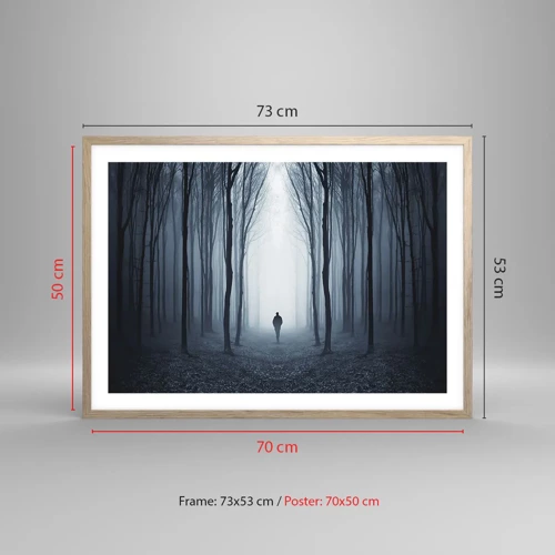 Poster in light oak frame - And Everything is Straight and Bright - 70x50 cm