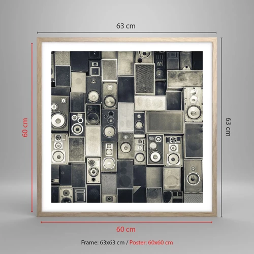 Poster in light oak frame - And Music Is Playing - 60x60 cm