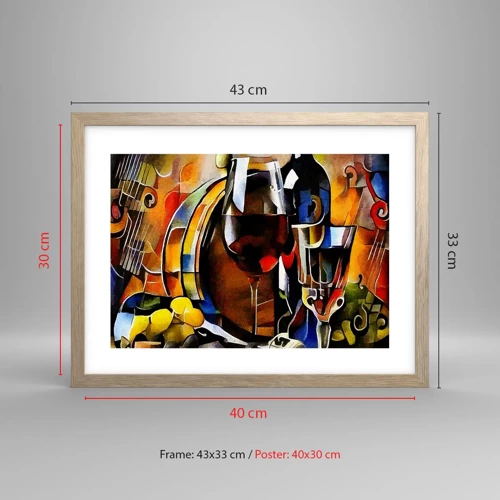 Poster in light oak frame - And The World Fills With Colours - 40x30 cm