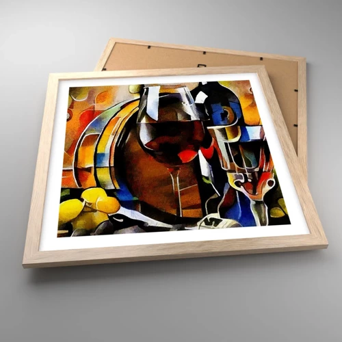 Poster in light oak frame - And The World Fills With Colours - 40x40 cm