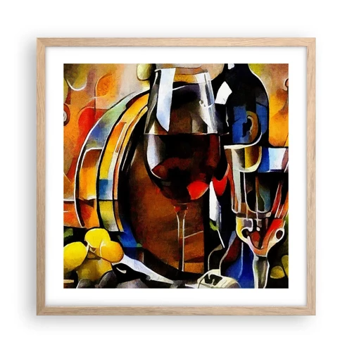 Poster in light oak frame - And The World Fills With Colours - 50x50 cm