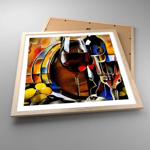 Poster in light oak frame - And The World Fills With Colours - 50x50 cm