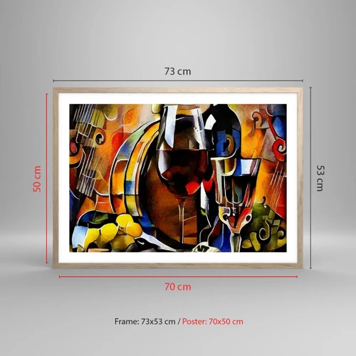 Poster in light oak frame - And The World Fills With Colours - 70x50 cm