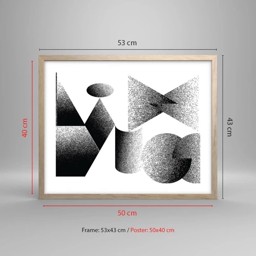Poster in light oak frame - Angles and Ovals - 50x40 cm