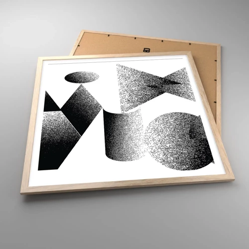 Poster in light oak frame - Angles and Ovals - 60x60 cm