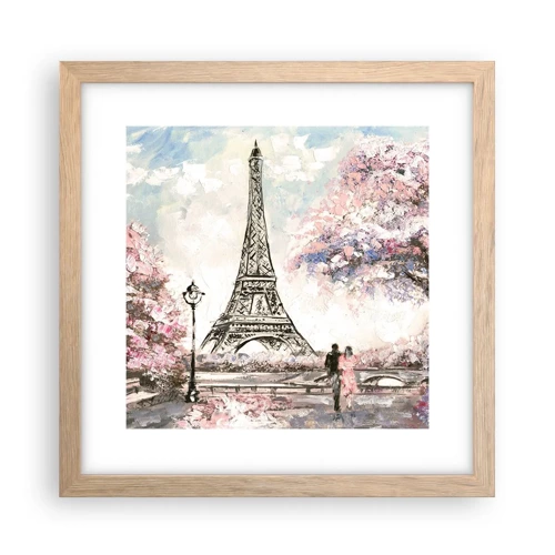 Poster in light oak frame - April Walk in Paris - 30x30 cm