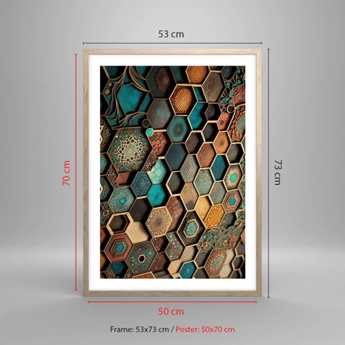 Poster in light oak frame - Arabic Ornaments - Variation - 50x70 cm
