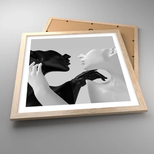 Poster in light oak frame - Attraction - Desire - 40x40 cm