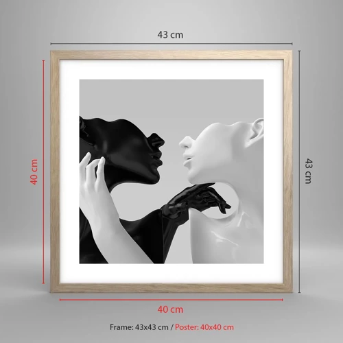 Poster in light oak frame - Attraction - Desire - 40x40 cm