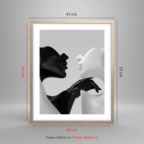 Poster in light oak frame - Attraction - Desire - 40x50 cm